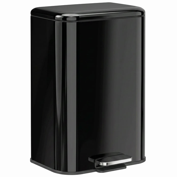 20 L Kitchen Pedal Bin, Metal Rubbish Bin with Removable Inner - High Gloss Black