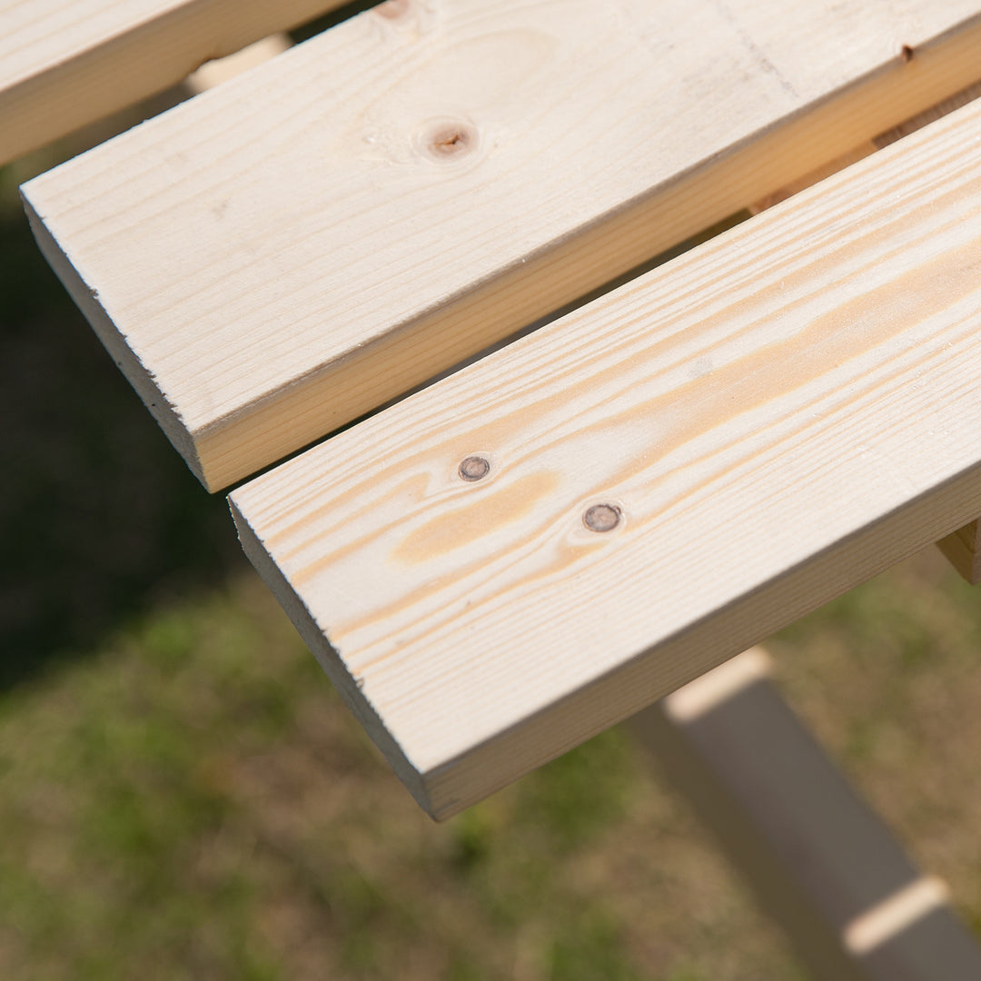 MCL 6 Seater Wooden Picnic Table Bench for Outdoor Garden or Patio with Parasol Cutout 150 cm Natural Wood Finish