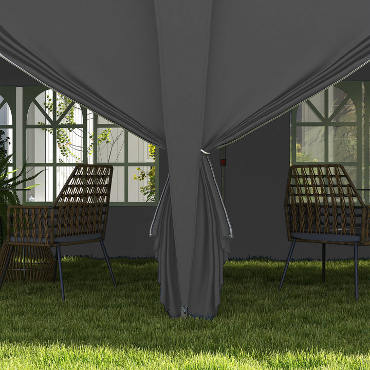 3 x 6 m Garden Pop Up Gazebo, Wedding Party Tent Marquee, Water Resistant Awning Canopy with Sidewalls, Windows, Carry Bag, Grey