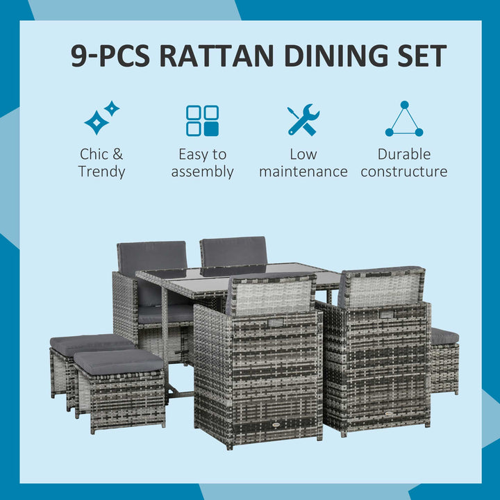 8-Seater Rattan Furniture Set Wicker Weave Patio Dining Table Seat