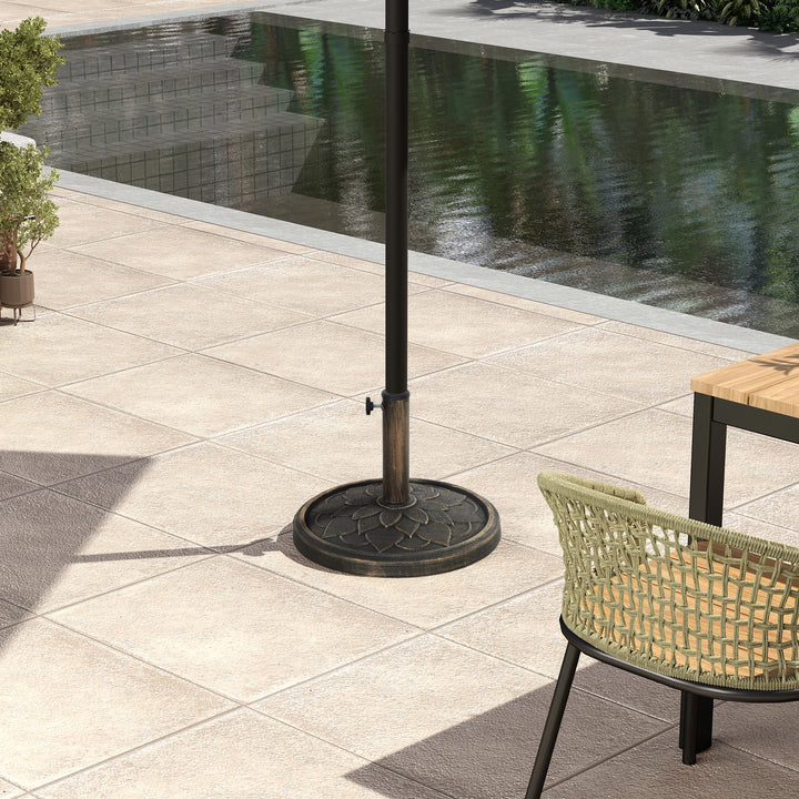 12kg Resin Garden Parasol Base, Round Umbrella Base, Heavy Duty Sun Umbrella Base for 32, 38, 48 mm Umbrella Poles for Deck Poolside, Bronze Tone