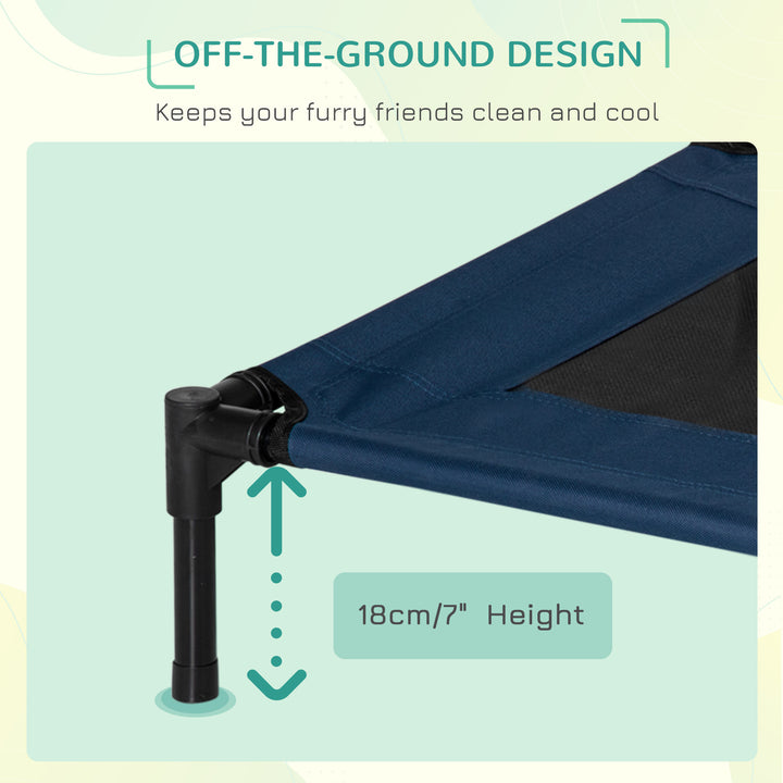 Raised Dog Bed Cat Elevated Lifted Puppy Pet Elevated Cot Portable Camping Basket – Blue (Medium)