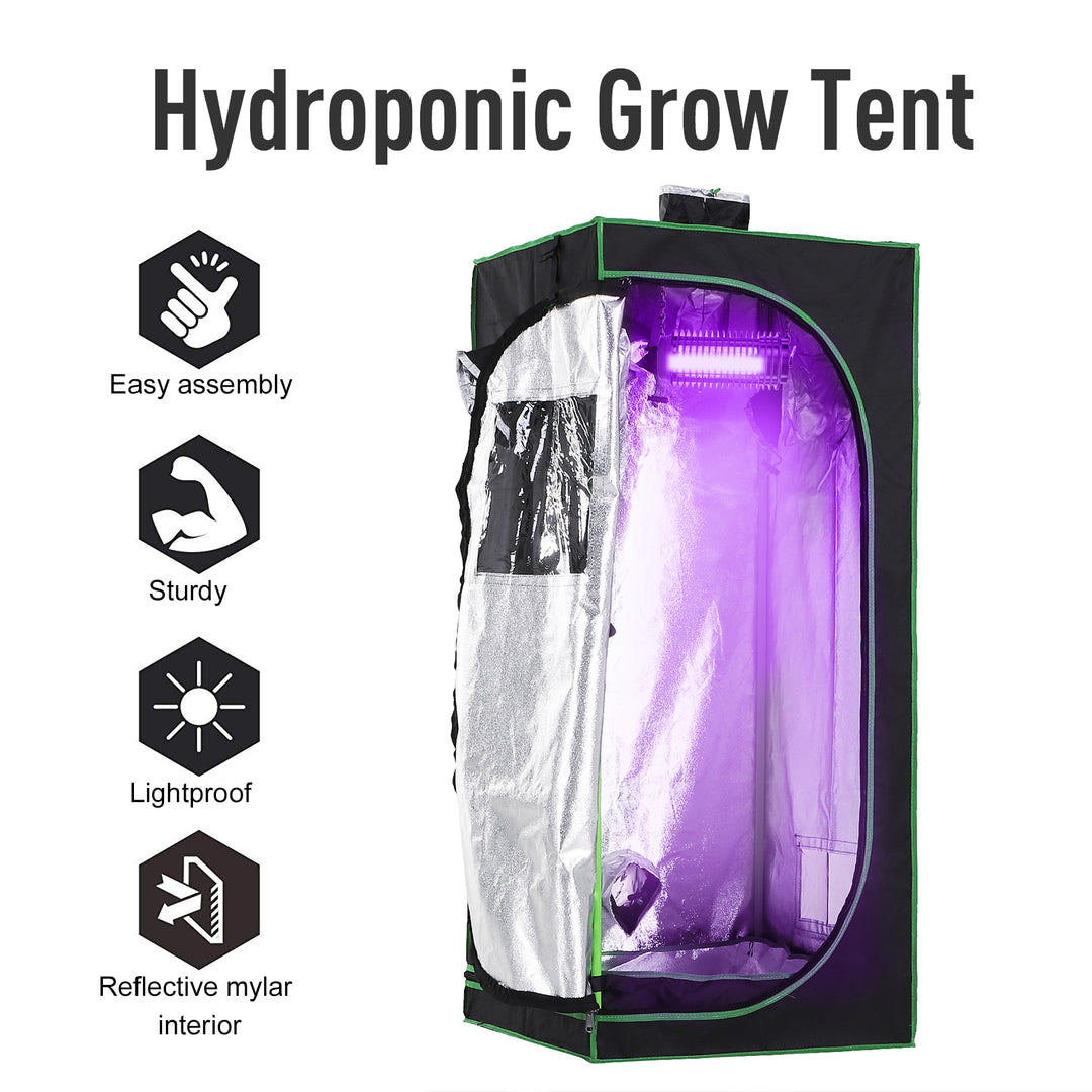 Grow Tent Reflective Mylar Hydroponic with Adjustable Vents and Floor Tray for Indoor Plant Growing, 60 x 60 x 140 cm (24.5" x 24.5" x 55")