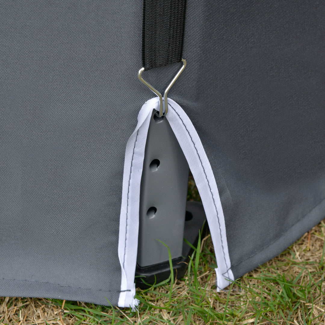 3.8m x 3.2m Pop Up Gazebo Hexagonal Canopy Tent Outdoor Sun Protection with 6 Mesh Sidewalls, Hand Bag, Grey