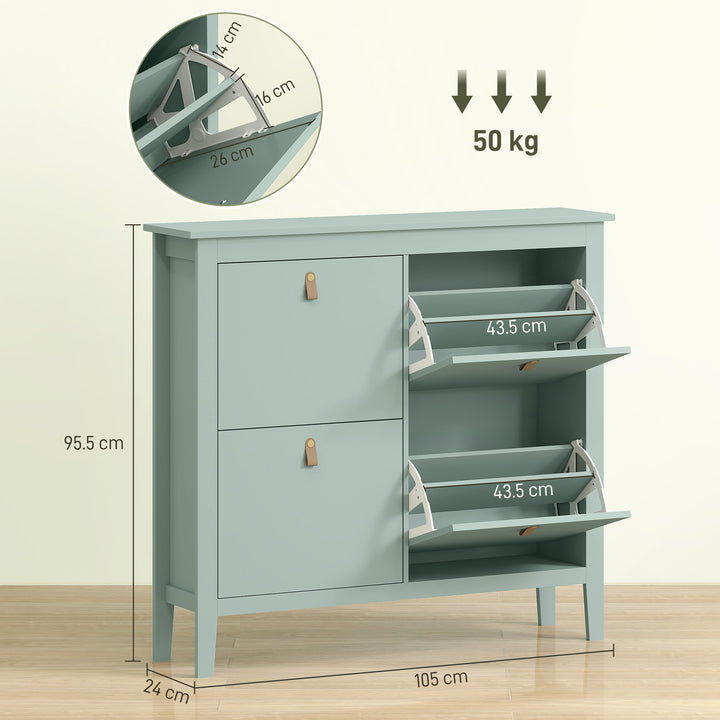 Modern Four-Drawer Shoe Cabinet - Green