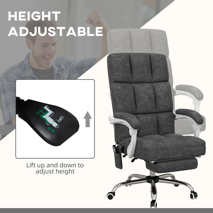 Massage Office Chair, Ergonomic Desk Chair, Comfy Work Study Chair with Heat, Padded Seat, 135° Reclining Back and Footrest for Home Office, Charcoal Grey