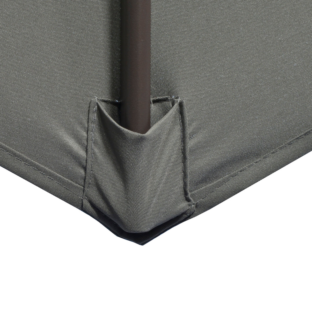 3(m) Cantilever Parasol 360° Rotation Roma Umbrella Hanging Sun Shade with Aluminium Frame, Tilt Crank, 8 Ribs and Cross Base, Dark Grey