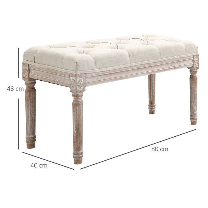 MCL 80cm End of Bed Bench, Window Seat, Tufted Bench for Bedroom, Hallway, Living Room, Cream White