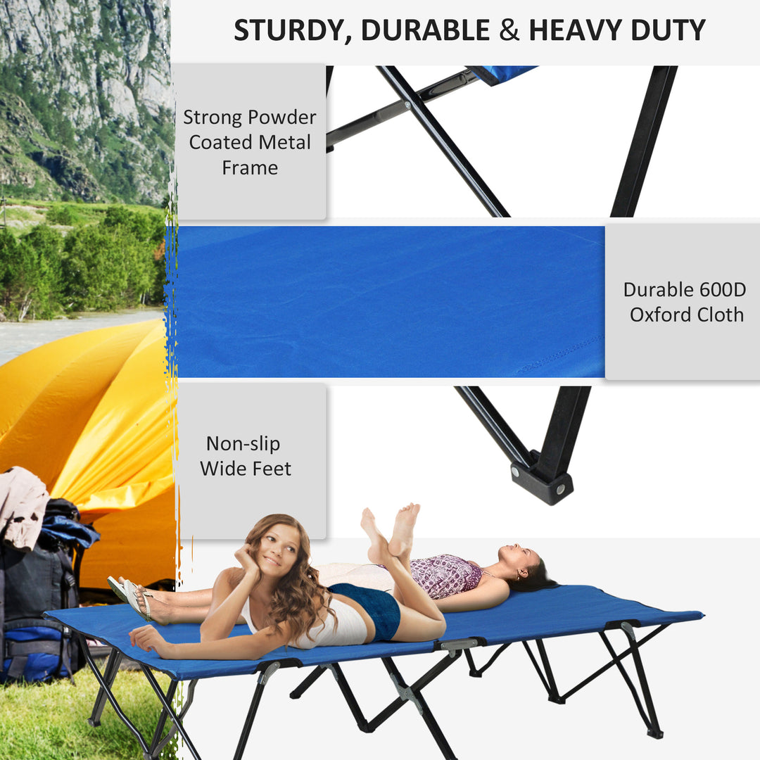 Double Camping Cot Bed, with Bag - Blue
