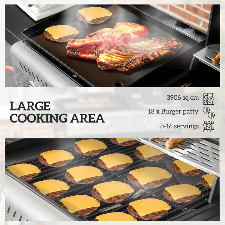 Deluxe Duo Gas BBQ, with Grill, Plancha and Side Burner - Black