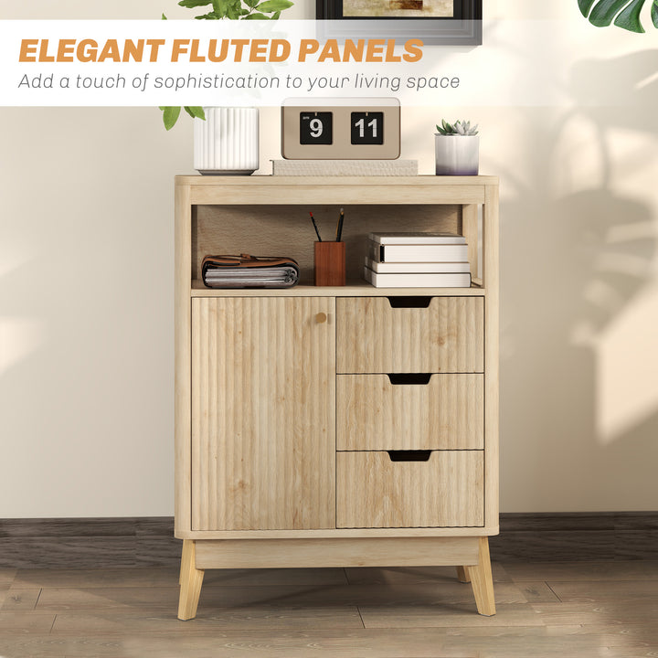 Small Sideboard with Drawers and Adjustable Shelf - Nature Wood Finish