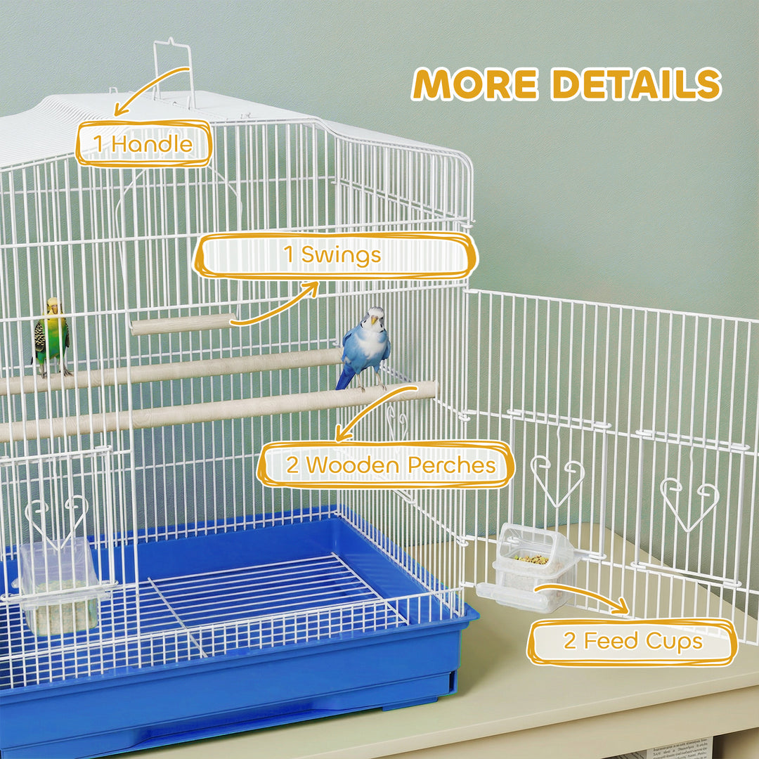 Large Metal Bird Cage with Perches, Food Bowls, Swing, for Budgies, Pa