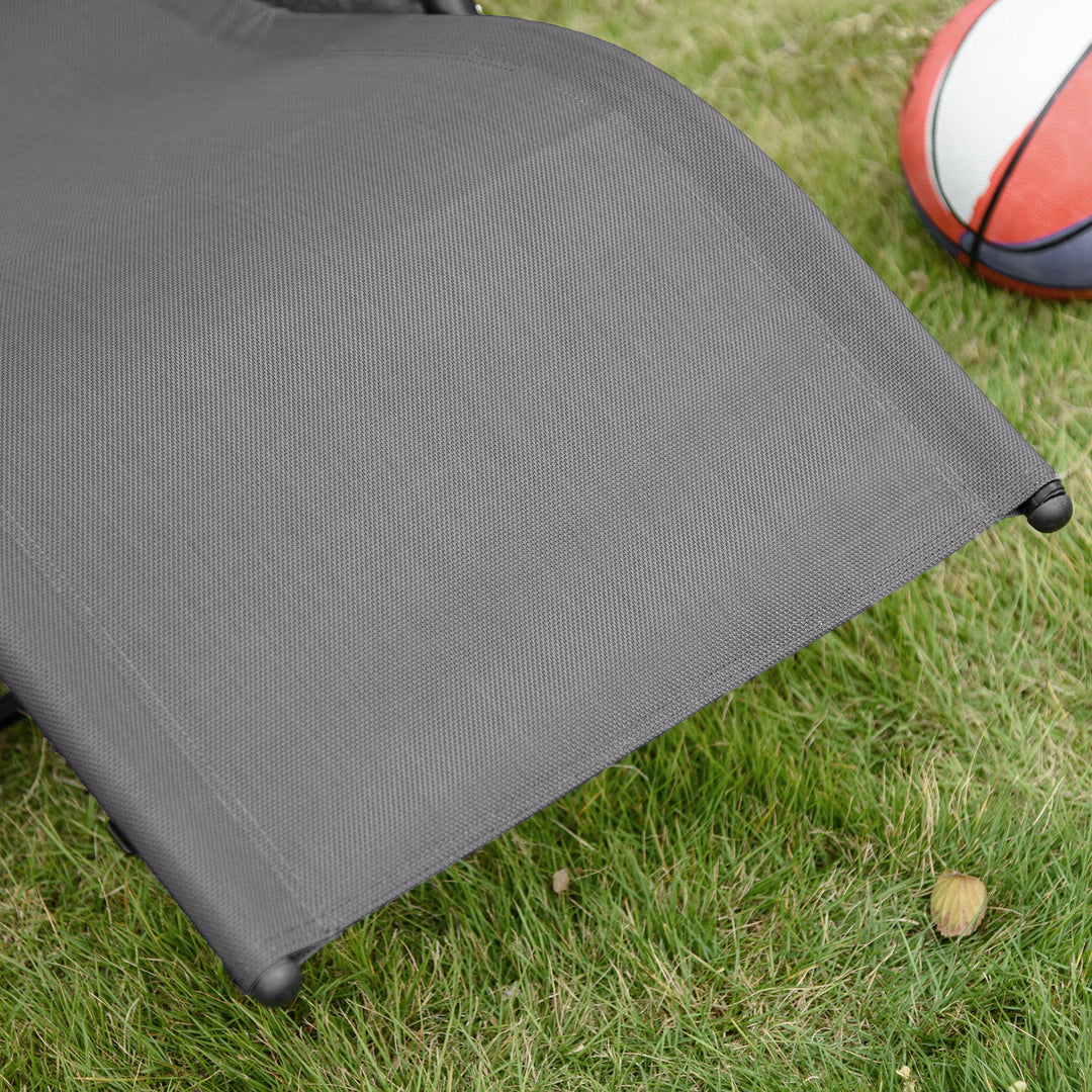 2PCs Outdoor Garden Rocking Chair, Patio Sun Lounger Rocker Chair with Breathable Mesh Fabric, Removable Headrest Pillow, Armrest, Side Storage Bag, Grey