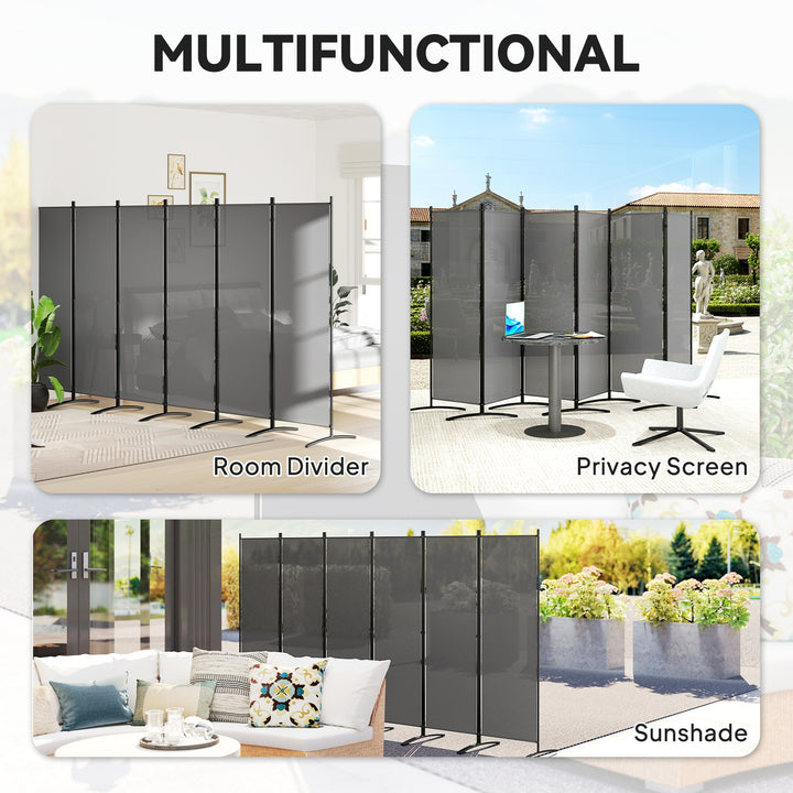 6 Panel Folding Room Divider Foldable Freestanding Garden Privacy Screen, 332 x 172 cm