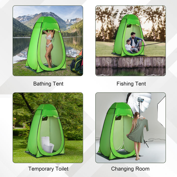 Outsunny Camping Shower Tent Pop Up Toilet Privacy for Outdoor Changing Dressing Bathing Storage Room Tents, Portable Carrying Bag for Hiking, Green