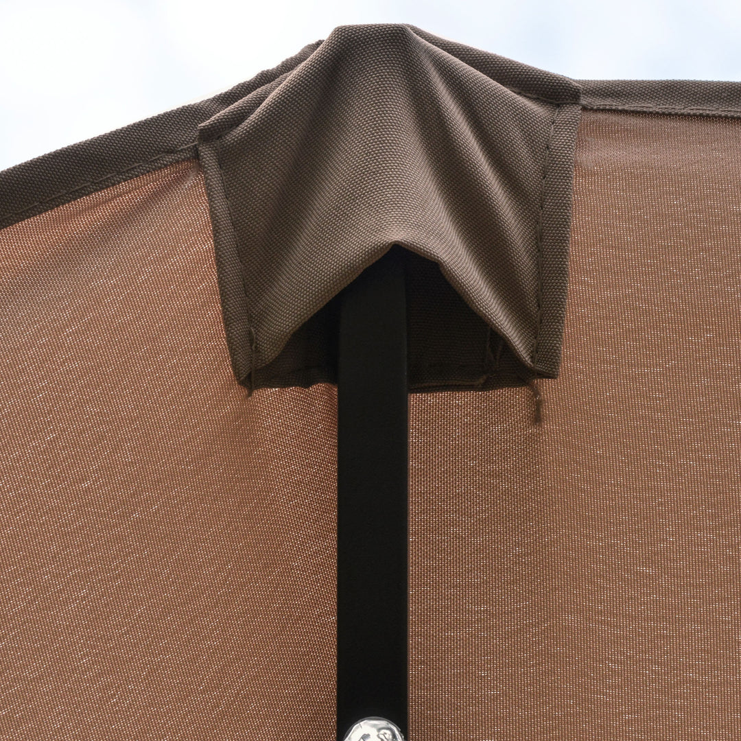 Garden Parasol 4.4m Double-Sided Sun Umbrella Patio Parasol LED Solar Lights Khaki