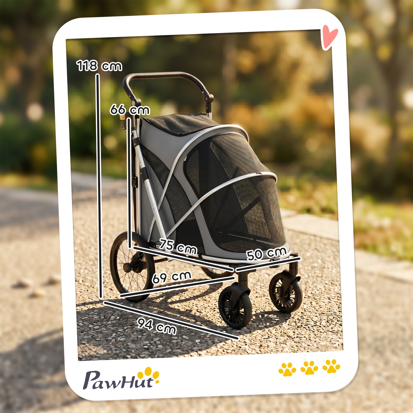 Dog Stroller, Easy Folding Pet Stroller for Small and Medium Dogs with