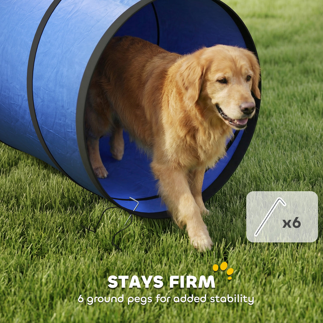 Dog Tunnel, 500 x 60 cm, Foldable Play Tunnel with 6 Pegs and Bag, Tea