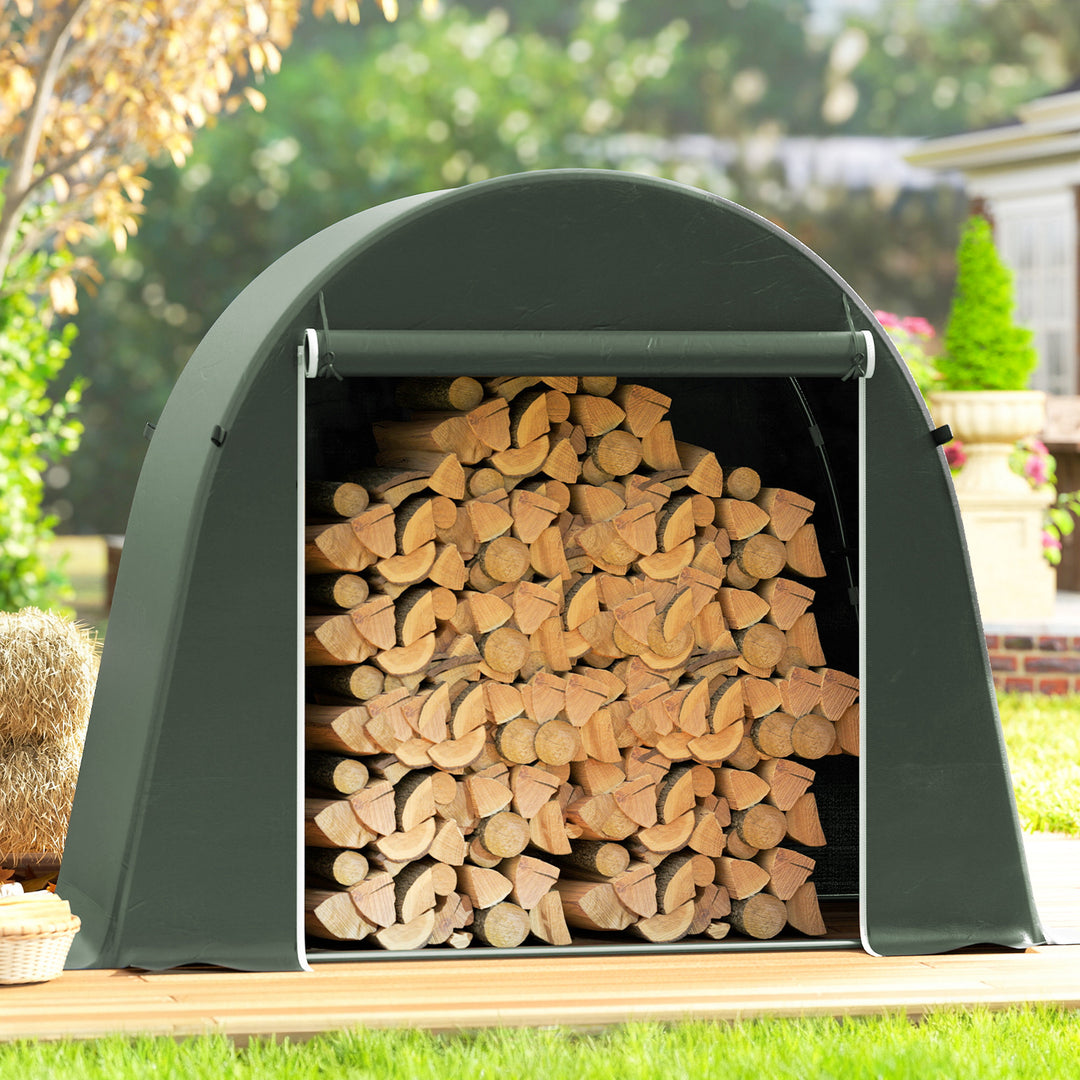 8 x 4 ft Garden Storage Tent, Waterproof Bike Tent with Roll-up Zipper Door and Galvanised Metal Frame