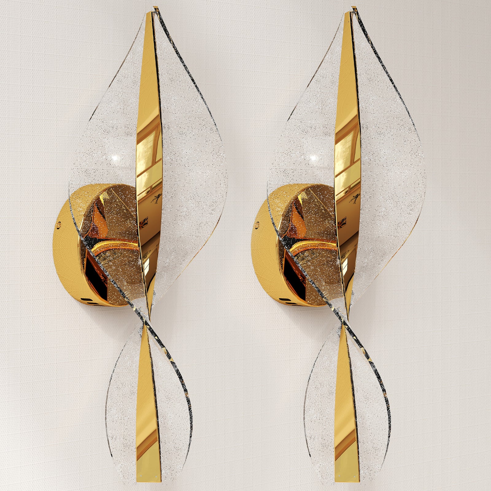 Led Wall Lamp 2 Pack, 13W Modern Indoor Spiral Wall Light, Colour Temperature Adjustable 3000K/4000K/6500K, for Bedroom, Living Room, Hallway, Stairs, Gold Tone