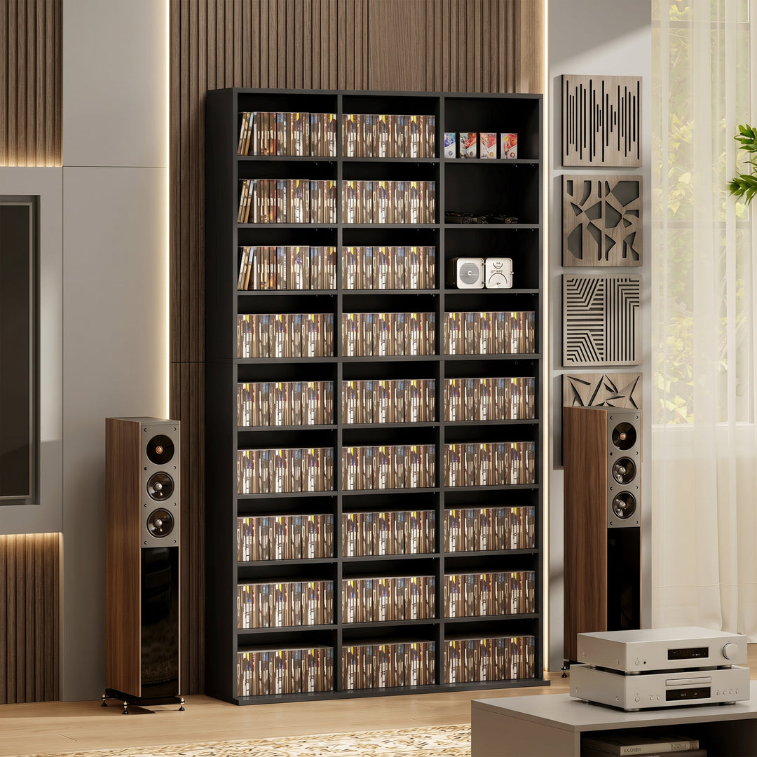 835 CD/500 DVD Storage Unit, Blu-ray Media Storage Shelf with 27 Compa