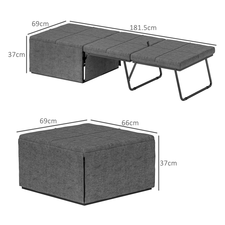 Folding Bed with Linen Sponge Mattress and Dust Cover, Foldable Guest Bed Compact Single Bed with Metal Frame, 69 x 181.5 cm, Grey
