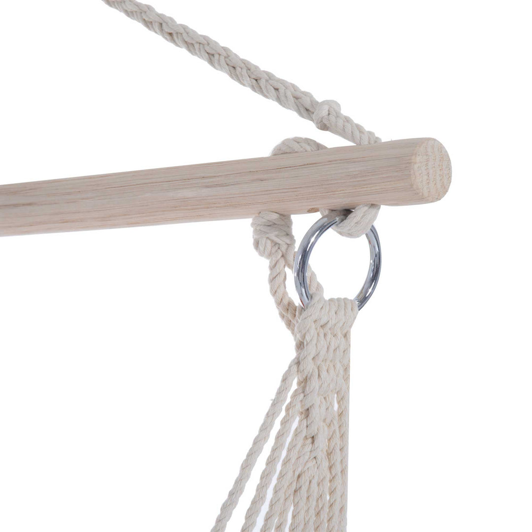 Outdoor Hanging Rope Chair with Soft Padded Seat & Backrest, Garden Hammock Chair with Wooden Support Bar Cotton Cloth, Portable Garden Chair for Patio & Tree, Orange
