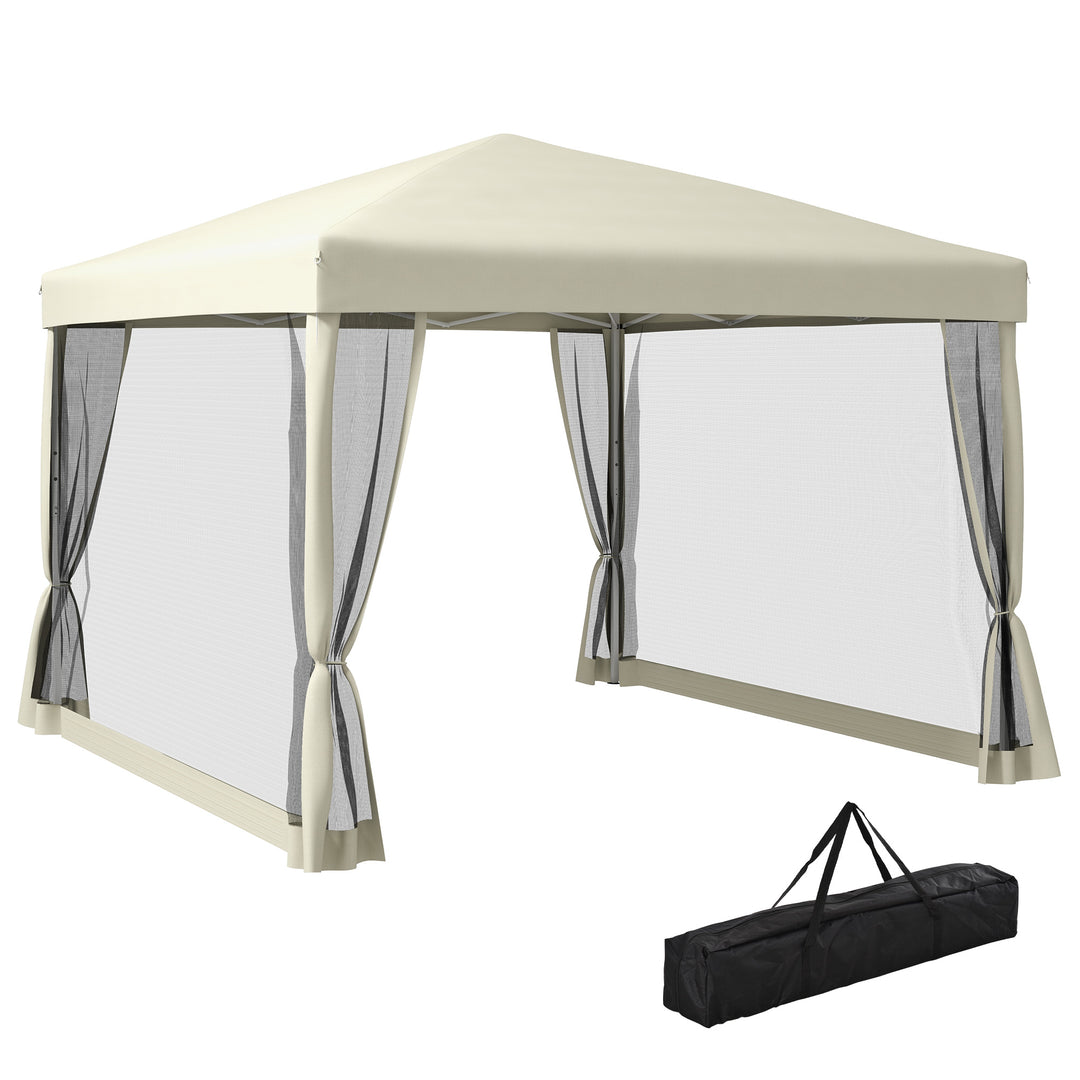 MCL 3 x 3(m) Pop Up Gazebo with 4 Mesh Sides and Carry Bag, Height Adjustable Party Canopy Tent, Portable Garden Outdoor