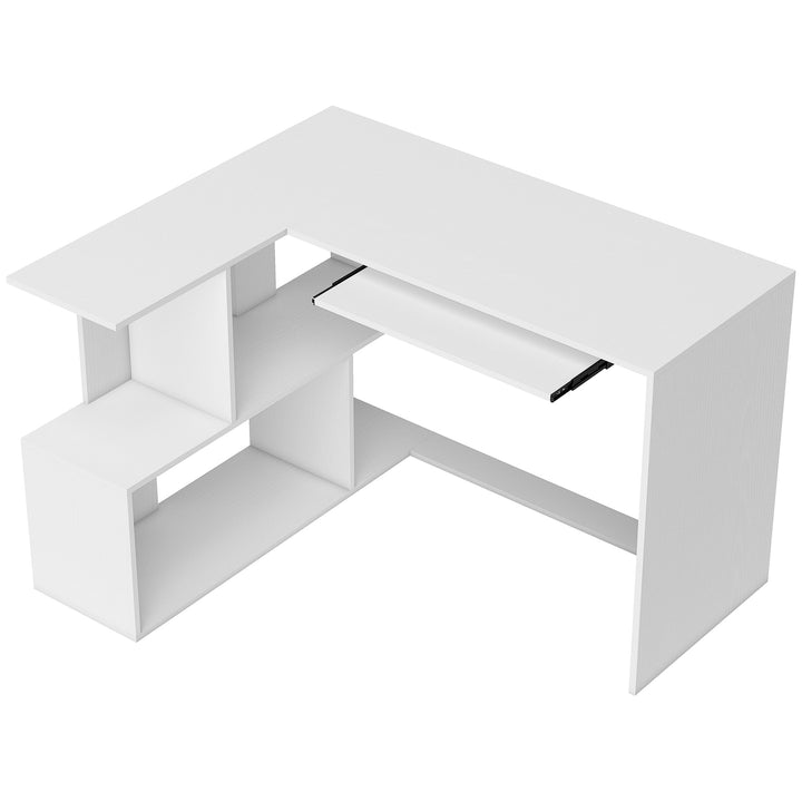 L-Shaped Corner Desk, Computer Desk with Keyboard Tray and Open Shelve
