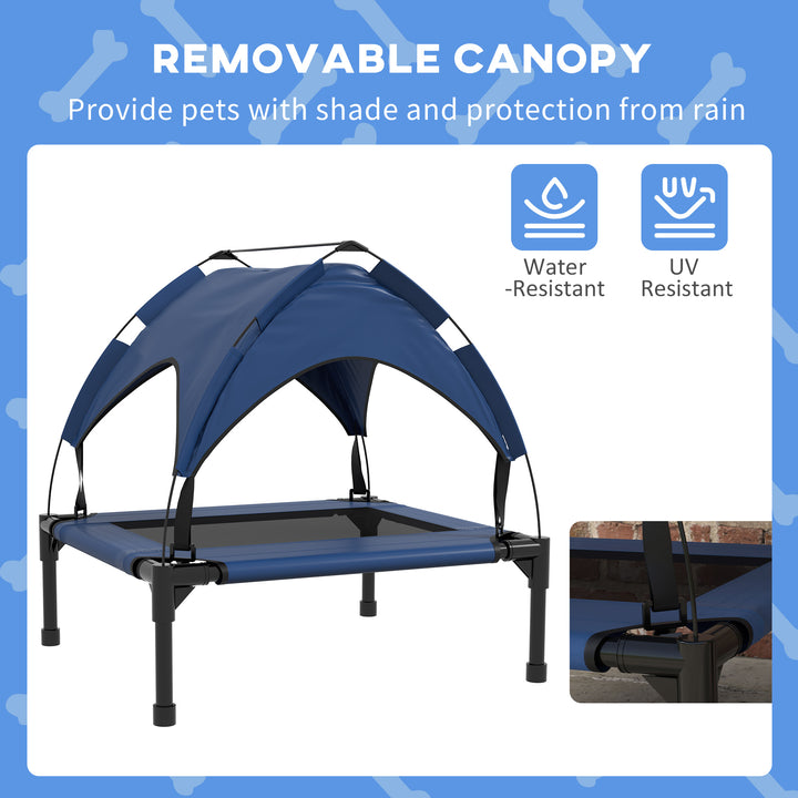 Cooling Raised Pet Bed w/ Washable Breathable Mesh, for Small Medium Dogs, 76 x 61 x 69.5cm - Dark Blue