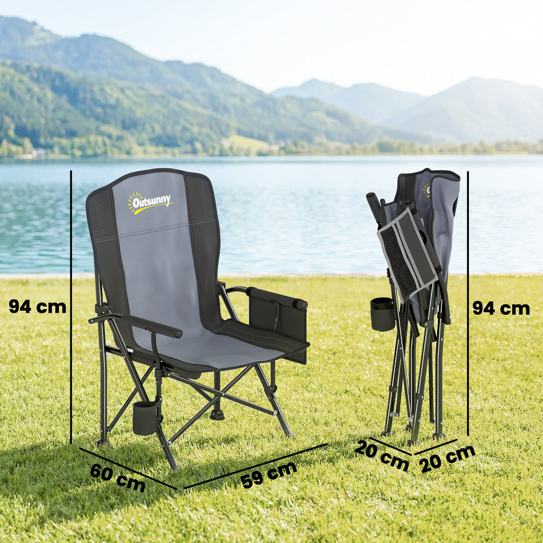 Padded Camping Chair Adults Heavy Duty Folding Chair Side Pocket Cup H