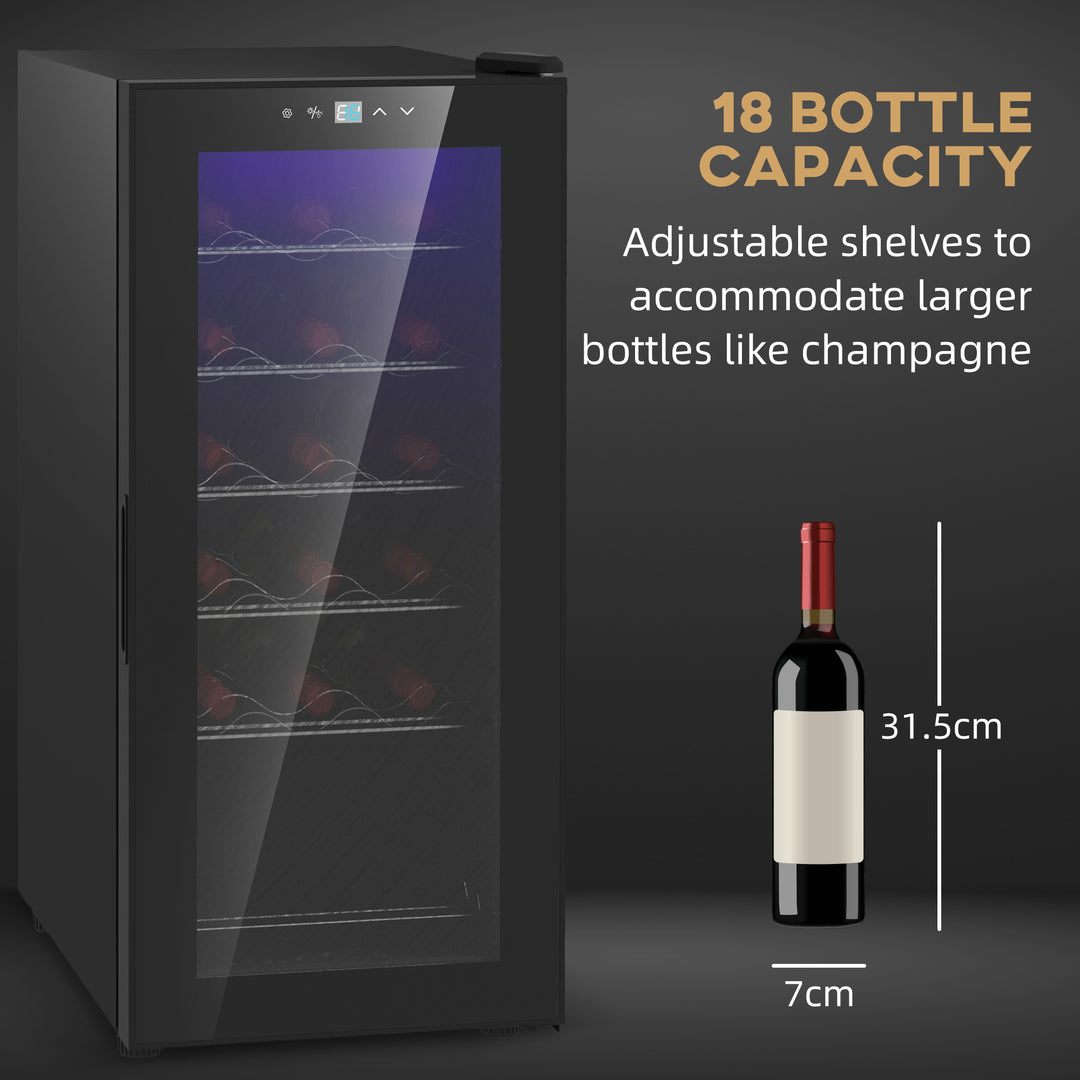 HOMCOM Freestanding Wine Fridge, 35cm Wide Undercounter Wine Cooler Fridge w/ Temperature Control, Digital Touch Screen, LED, Glass Door | Aosom UK