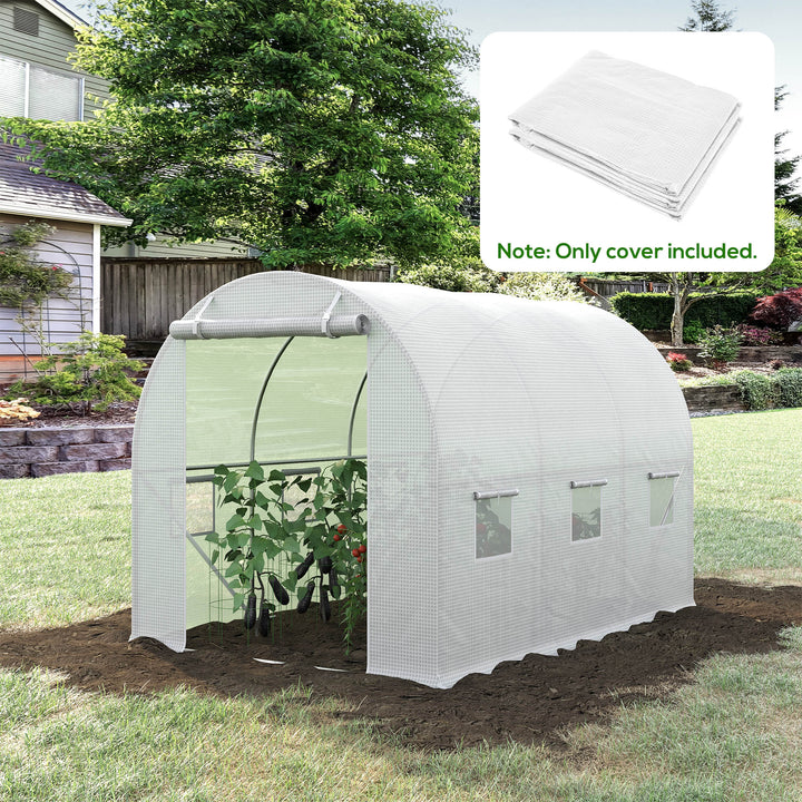 MCL 3 x 2 x 2m Polytunnel Greenhouse Replacement Cover ONLY Winter Garden Plant PE Cover for Tunnel Walk-in Greenhouse with Roll-up Windows Door Outdoor, White