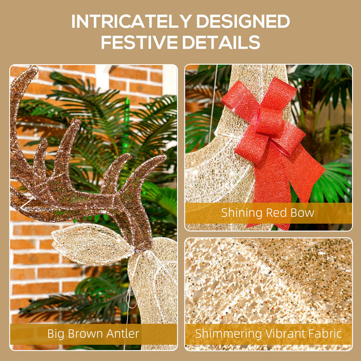 MCL Lighted Reindeer Christmas Decoration, Light Up Christmas Deer with 137 LED Lights for Indoor, Outdoor, Garden, Lawn, Gold Tone