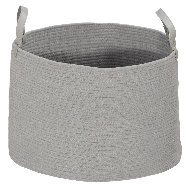 HOMCOM 88L Cotton Rope Laundry Basket, with Handles - Grey | Aosom UK