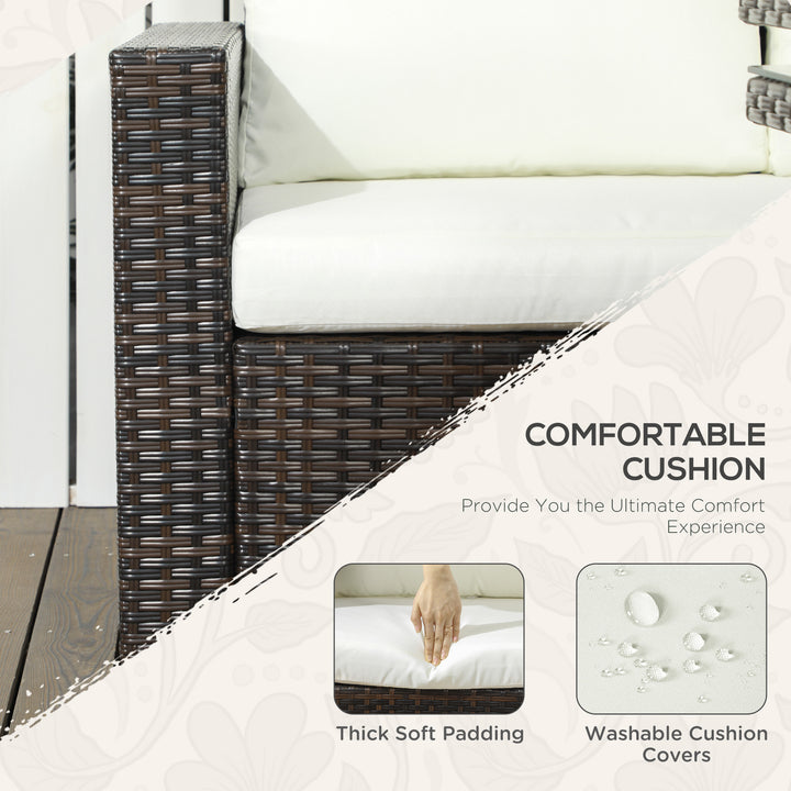 Seven-Piece Rattan Garden Sofa Set, with Expanding Table - Cream White