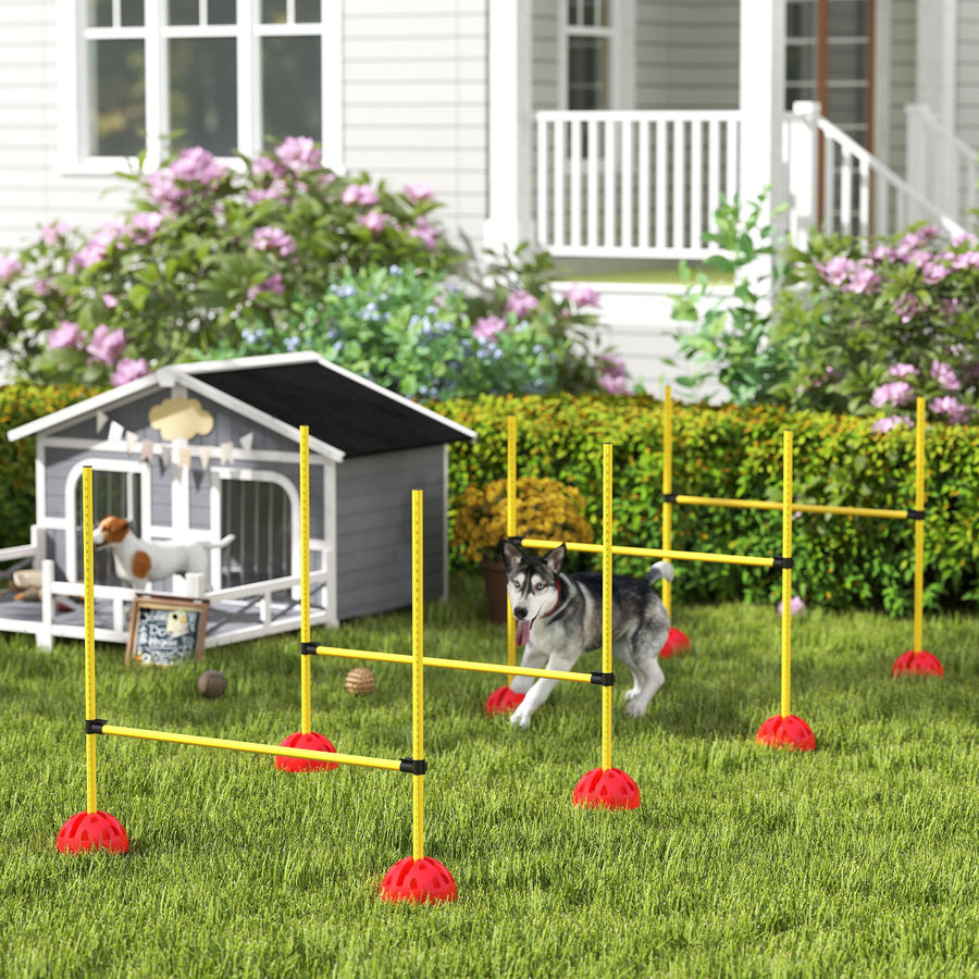 4-piece Dog Agility Equipment with 4 Hurdles, Bag for Jump, Training, Yellow
