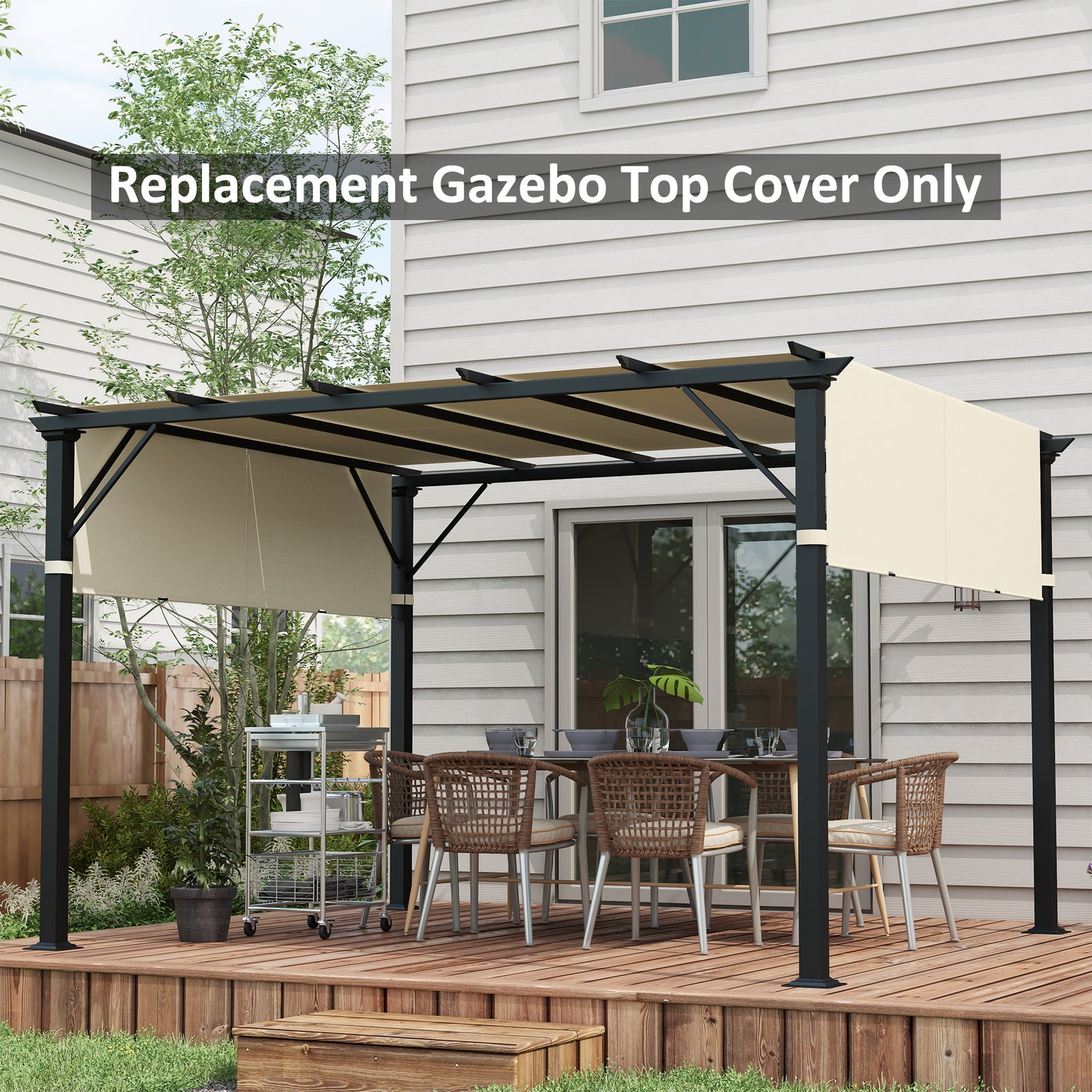 2 Pcs UV Protection Pergola Replacement Canopy, Pergola Shade Cover, Easy to Install, for 3 x 3(m) Pergola, Cream White