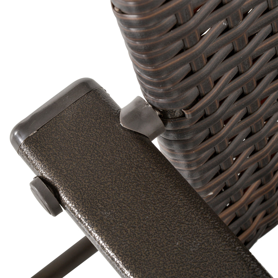 Set of Four Folding Rattan Seat Chairs - Brown