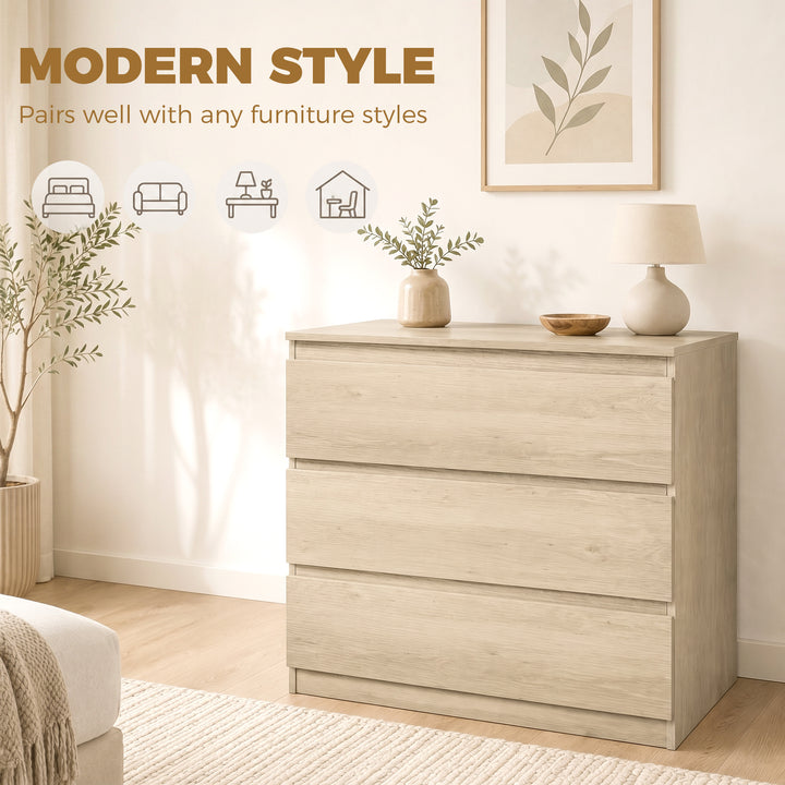 3-Drawer Storage Organiser Unit, Chest of Drawers for Bedroom, Living 