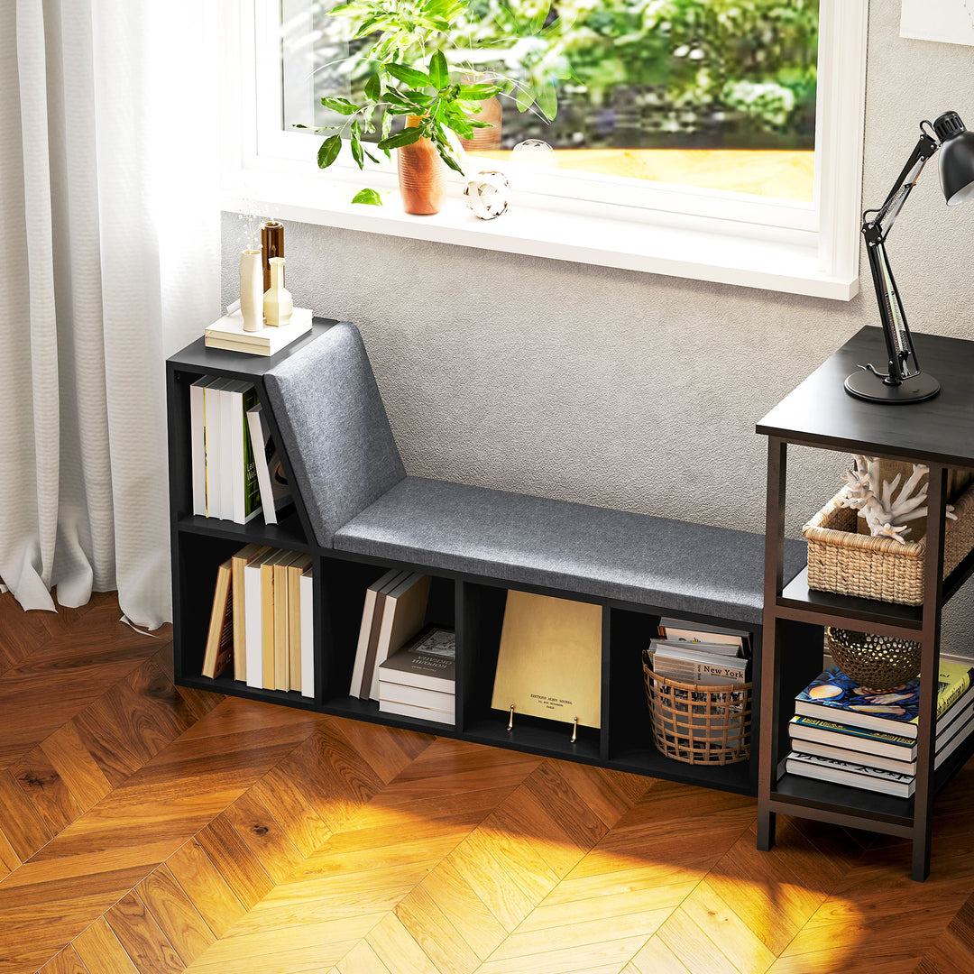 2 Tier Modern Bookcase Bookshelf with Removable Cushions for Living Ro
