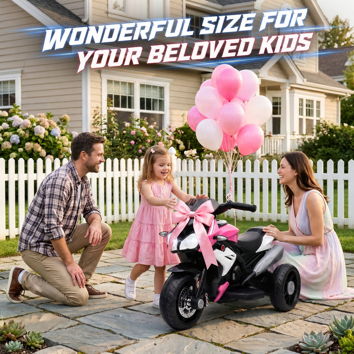 Kids Electric Motorcycle, 6V Ride on Motorcycle with 3 Wheels, LED Hea