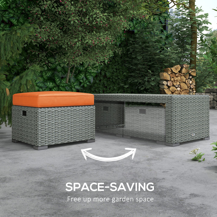 Six-piece Outdoor Rattan Dining Set, Outdoor Sofa Set with Reclining Armchairs and Mental Frame, Orange