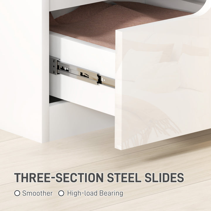 High Gloss Bedside Table Set of 2 - White