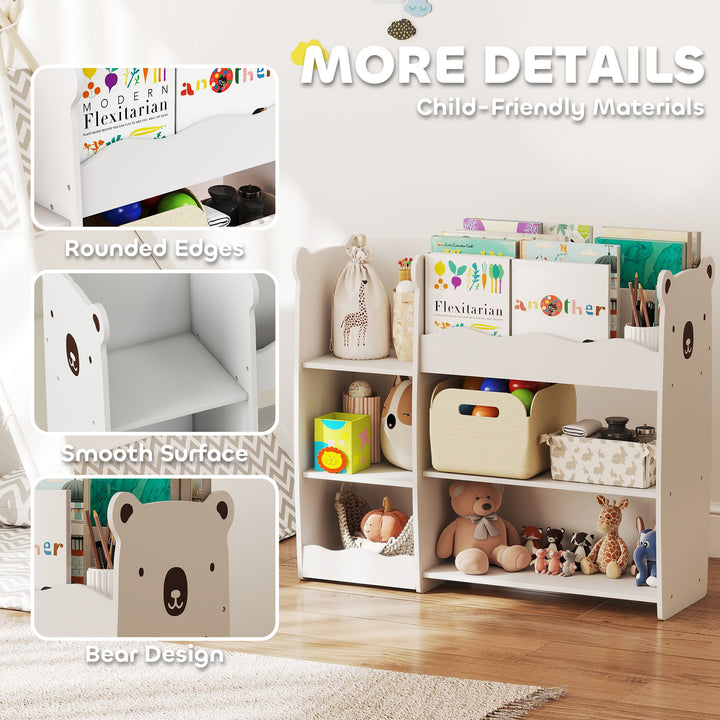 Kids Toy Storage Unit, Bear Design Kids Bookshelf and Toy Organiser, f
