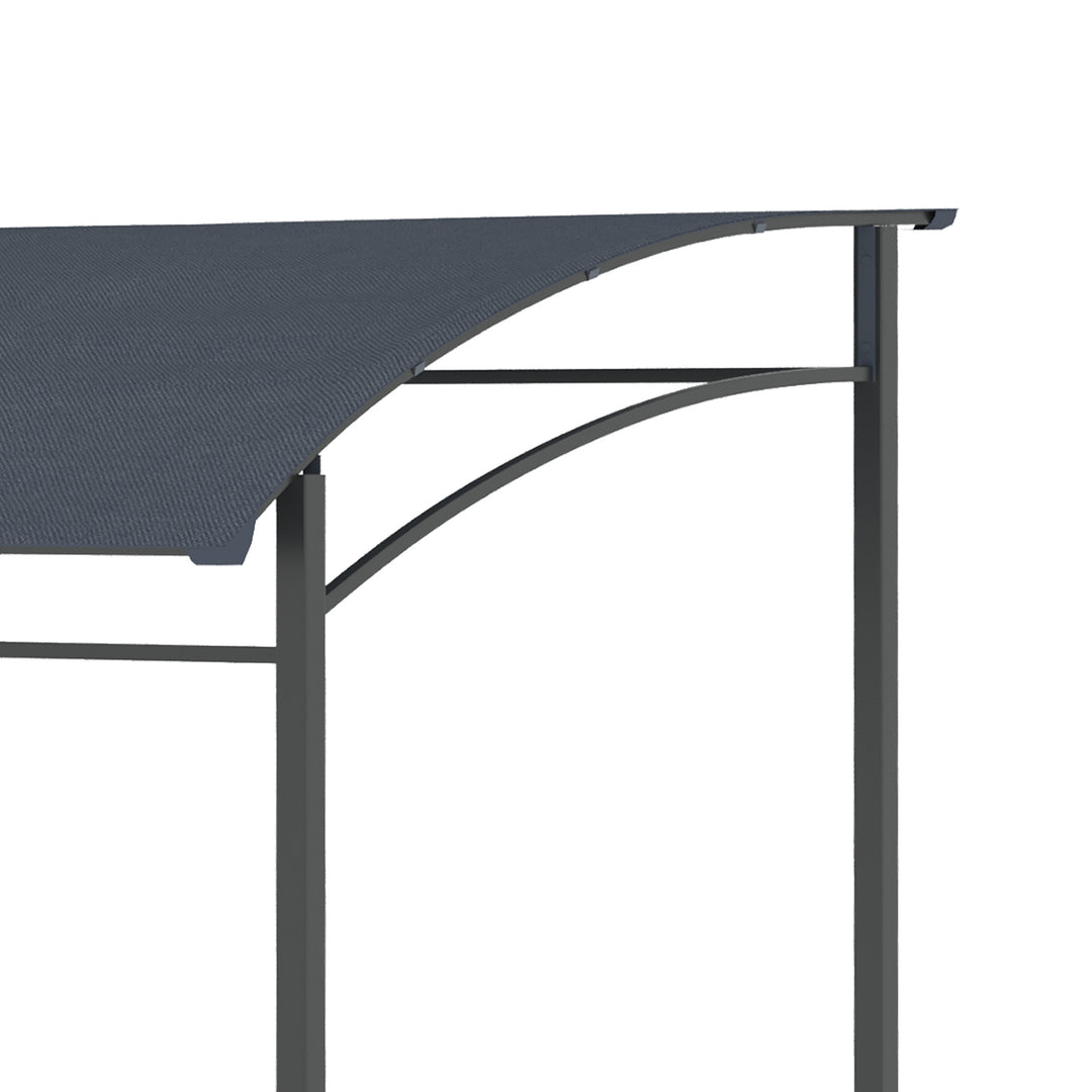 2.2 x 1.5 m BBQ Grill Gazebo Tent, Garden Grill with Metal Frame, Curved Canopy and 10 Hooks, Outdoor Sun Shade, Grey