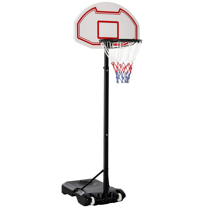 HOMCOM Portable Basketball Hoop: Wheeled Stand for Indoor & Outdoor Play, Adjustable Height, Monochrome Design | Aosom UK