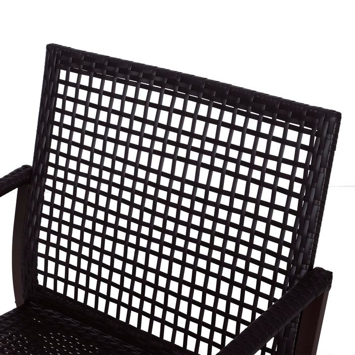 Rattan Bistro Set, 3 Pieces Wicker Garden Furniture Set with Rocking Chairs and Round Glass Top Coffee Table, Small Balcony Furniture with Cushions for Outdoor, Porch, Brown