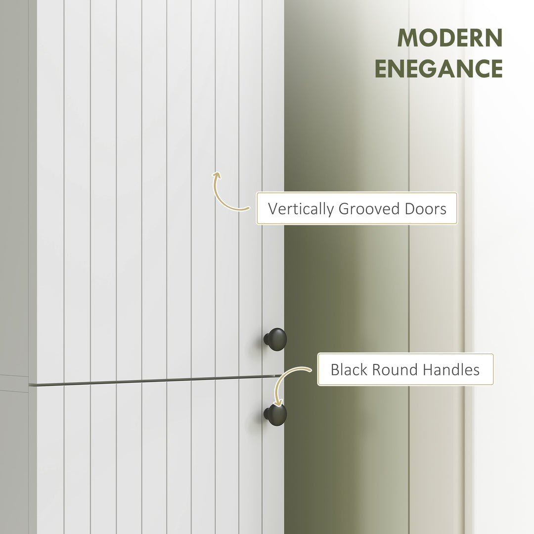Wall Mounted Tall Bathroom Storage Cabinet with Soft-Close Hinges, Slim Bathroom Cabinet with 2 Doors, White