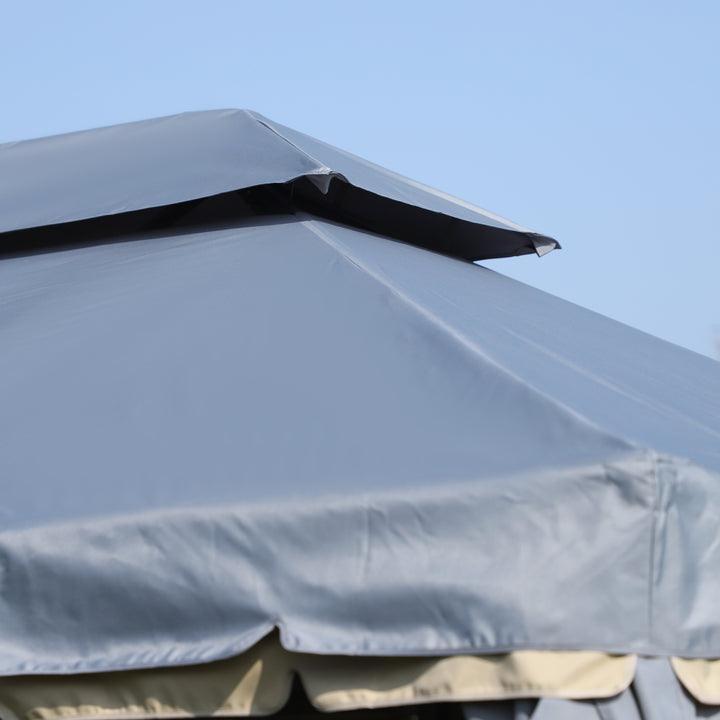 3 x 4m Aluminium Garden Gazebo, Marquee Canopy Shelter Pavilion Party Tent with Nets and Curtains for Garden and Deck, Grey